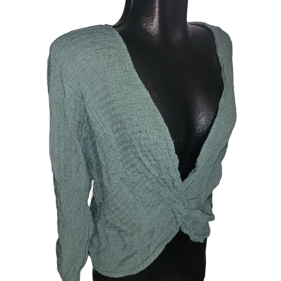 Umgee Leaf Green Textured Long Sleeve  Cardigan S - Picture 3 of 7